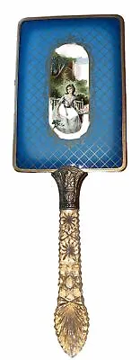 Vintage 1940’s Cut Crystal Hand Held Mirror 12”  Victorian Lady Beveled • $45