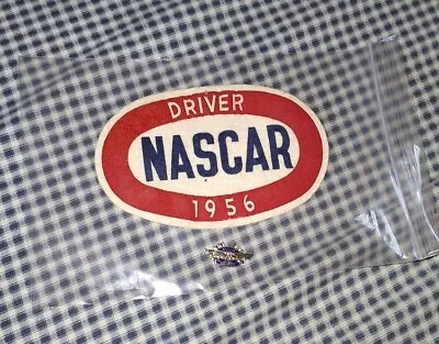 RARE Used VINTAGE Lot 1956 NASCAR Driver Silver & Blue PIN & Red & White Patch • $249.99