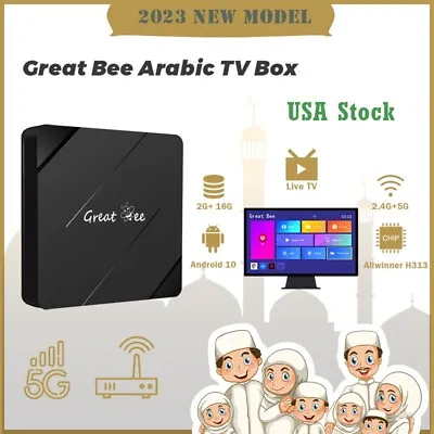 Great Bee Arabic TV Box 2024 New Model 2G+16G 4K Lifetime Free 5G Smart TV Box • $119