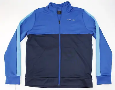 Oakley Custom Fit Jacket Men's Sz L Black Blue Colorblock Full Zip Soft Shell • $24.99