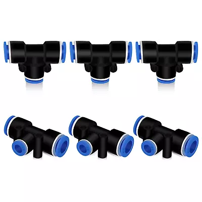 Push To Connect Fitting 3/8  X 1/4  X 3/8 OD Reducing Tee 6 PCS Air Line Fitting • $20.78