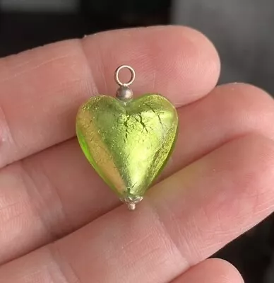 Murano Glass Heart Pendant Sterling Silver • £12