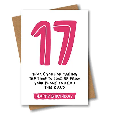 Funny 17th Birthday Card Daughter Sister Granddaughter Girl Niece - 17 Years Old • £2.99