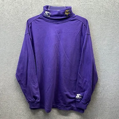 Vintage Minnesota Vikings Shirt Mens Medium Purple Turtleneck Starter 90s • $24.75