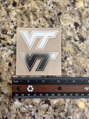 MIRROR CHROME Virginia Tech Hokies Mini Helmet Side Logo Decal Set • $16.99