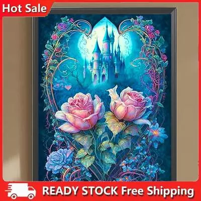 5D DIY Full Round Drill Diamond Painting Rose And Castle Kit Home Decor • £7.67