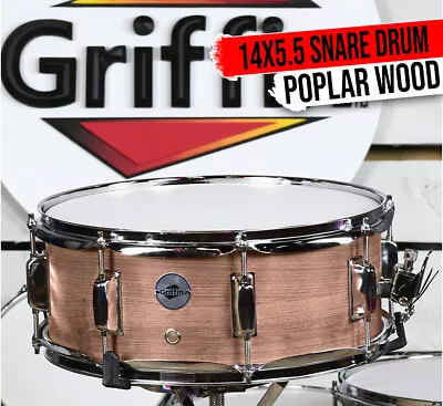 GRIFFIN Snare Drum � 14  X 5.5 Oak Wood Poplar Shell Percussion Head Key Kit Set • $48