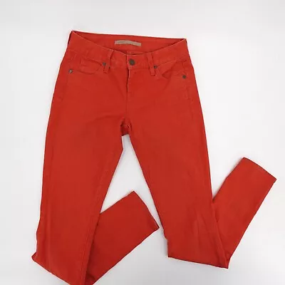 Vince Jeans Womens 25 Orange Skinny Ankle Crop Tomato Low Rise Medium Wash • $38.69