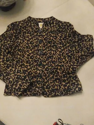 ECI New York Women’s Cropped Blazer Black And Baige Animal Print Size 10 • $16.50