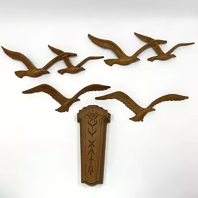 Vtg Homco Syroco Faux Wood Plastic Flying Seagulls With Wall Pocket MCM Wall Art • $25