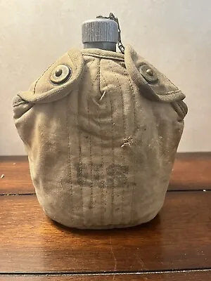 Vintage WW2 U.S. Army Metal Canteen With Canvas Wool Cover  1939-1945 • $68.98