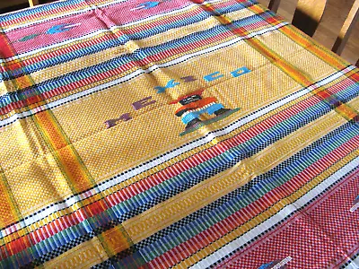 Tablecloth Vintage Bright Multicolored Woven  Mexican Southwest Fringe • $64