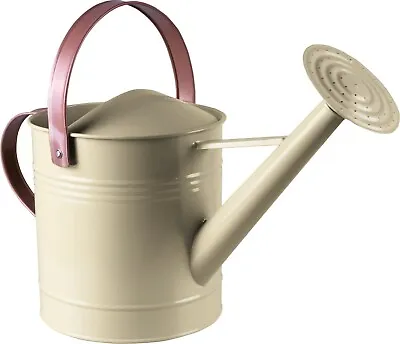 Metal Watering Can With Sprinkler Nozzle 2 Handles & 4.5L Capacity Cream • £19.99