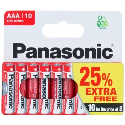 PACK OF 10 X AAA PANASONIC LR03 1.5V MN2400 ZINC CARBON BATTERIES • £2.49