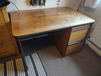 £15.60 • Buy Large Wooden Desk With Deep Drawers - Office, Home, Secondhand