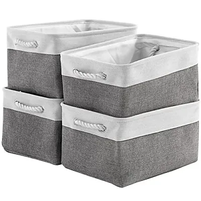  Storage Basket 16x12x8 Inch Fabric Sturdy Canvas Large (Pack Of 4) White&Grey • £48.82