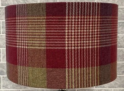 Fryetts Katrine Carmine Tartan Tweed Highland Country Check Drum Lampshade • £22.99