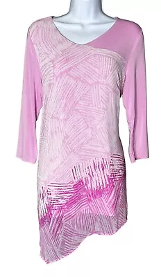 H By Halston Pink Asymmetrical Tunic Top Lined Women's Size Small GUC • $16.89