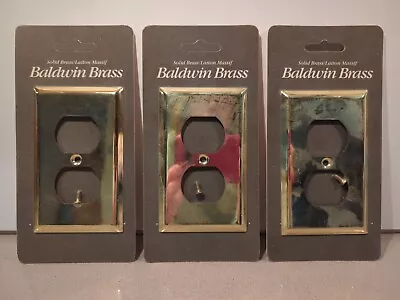 (3)Baldwin Solid Brass Laiton Massif Duplex Outlet Cover In Solid Brass NEW • $15.95