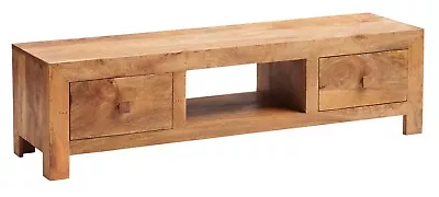 £304.99 • Buy Solid Dakota Light Mango Solid Wood 1 Shelf With 2 Drawers Plasma Media Unit