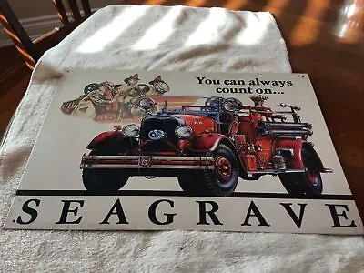 Vintage 1997 Seagrave Fire Engine Metal Sign Made In USA  By Desperate - 16x11 • $30