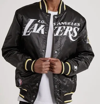 Starter NBA Los Angeles Lakers Varsity Jacket Satin Black Men’s Size L • $113.05