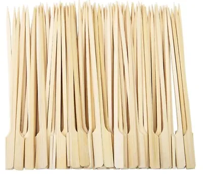 £3.47 • Buy 100 X Bamboo Skewers BBQ Grill Set Wooden Paddle Disposable Choose Size