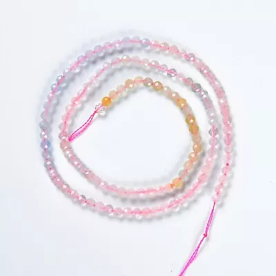 Multi-color Morganite Genuine Faceted Round Bead 3mm Full Strand 15.5  PRP503 • $13.98