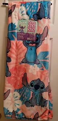 Disney  - Stitch Hibiscus Flower Plush Throw Blanket (50x 70) Pink Brand New  • $30