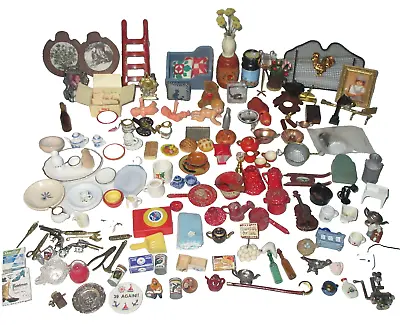 QUALITY 150 Pc Huge Lot Of Recent/ Vintage Dollhouse Accessories   (J1). • $89