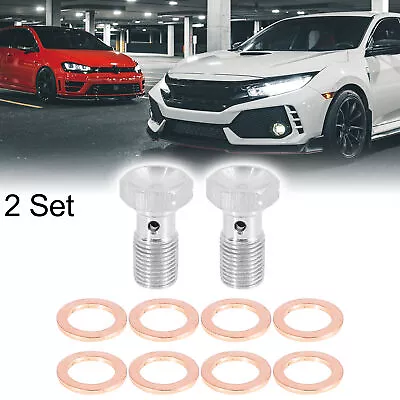 2 Set M10x1.0 Metric Thread Single Banjo Bolt Brake Fitting Adapter For Car • $10.99