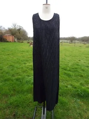 Soft Black With Silver Pinstripe Sleeveless Maxi Dress HAMPSTEAD BAZAAR Size 18 • £32.50