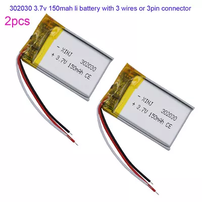 2pcs 3.7V 150mAh 0.555Wh NTC Thermistor Li-ion Battery JST 3pin Connector 302030 • £6.60