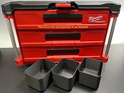 (3-Pack) 3D Storage Bins For Milwaukee PACKOUT 3-Drawer Tool Box (48-22-8443) • $26.98