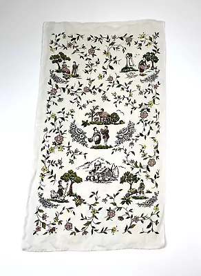 Vtg KayDee Tea Towel 100% Linen Pastoral Floral Settler Colonist Cottagecore • $9.97