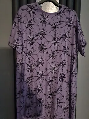 Lilac Spiders Web Pri T Short Sleeve Nightie Size 12-14 F&F • £4.50