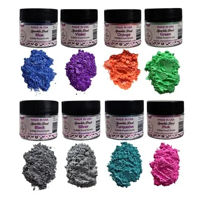 EDIBLE SPARKLE I DUST SET (8 Colors) 4 Grams Each Container GLUTEN FREE By O • £27.94