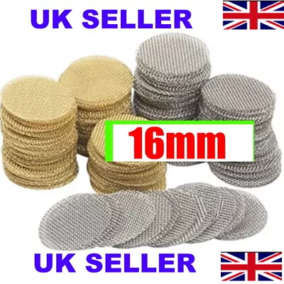 100 X 16mm PREMIUM Steel Pipe Screen Filter Wire Metal Mesh Bong Smoke Gauze 💪⭐ • £9.35