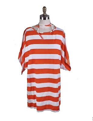 Vintage Vuokko Top Orange White Bold Striped Tunic 1960s-70s Womens S Cotton • $299