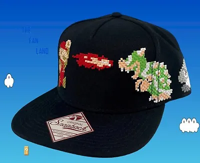 New Nintendo Super Mario Bowser 8-bit Embroidered Logo Gamer Snapback Cap Hat • $39.95