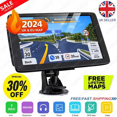 7inch 8GB Car Truck Sat Nav GPS Navigation Free Lifetime UK&EU Maps Touch Screen • £38.66