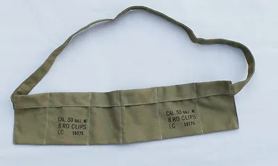 WWII US M1 CAL 30 Ball M2 8RD Clips Bandolier Pouch • $10.62