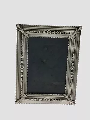 Mini Picture Frame  Vintage 3  X 4   Ornate Silver Pewter Color W/ Rose Border • $20