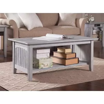 Afi Coffee Table 22 Dx18 Hx44 L Gray Large Rectangle Solid Wood W/Shelf Modern • $178.15