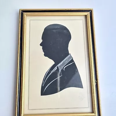 Vintage Framed Silhouette Of A Man Male Figure Paper Art Signed 17cm X 12cm • $24.95