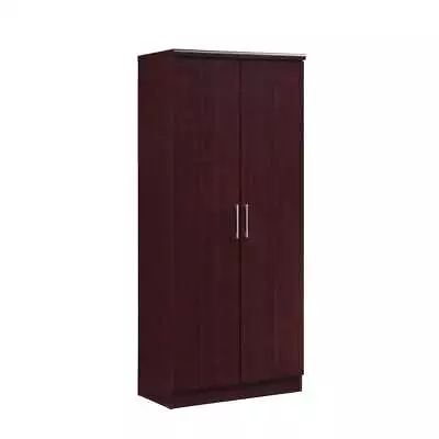 HODEDAH Armoire Mahogany Adjustable Shelves Composite Woods Clothing Bar 2-Door • $173.17