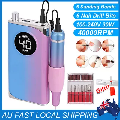 New 40000RPM Rechargeable Electric Nail Drill Machine Manicure Portable Nail Set • $64.95