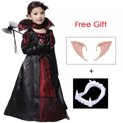 Halloween Kids Child Noble Princess Vampiress Vampire Costume For Girls • £15.10