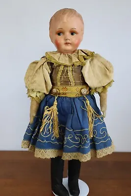 Antique Doll 20  Paper Mache Head Cloth Body Traditional Ethnic Costume • $86