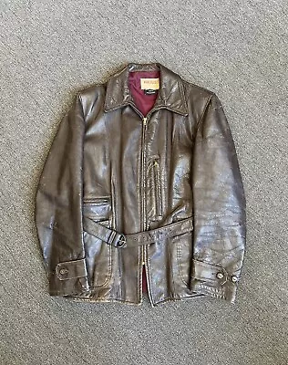 Vtg 50s Hercules Front Quarter Horsehide Leather Jacket Brown • $350